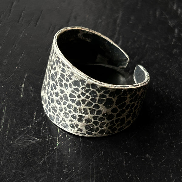 ONLY A FEW LEFT! HAMMERED OXIDIZED STERLING SILVER SOLID CUFF RING