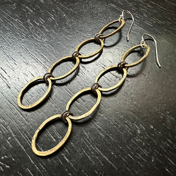 Chain Link Earrings in BRASS: Your choice of 3, 4 or 5 Links