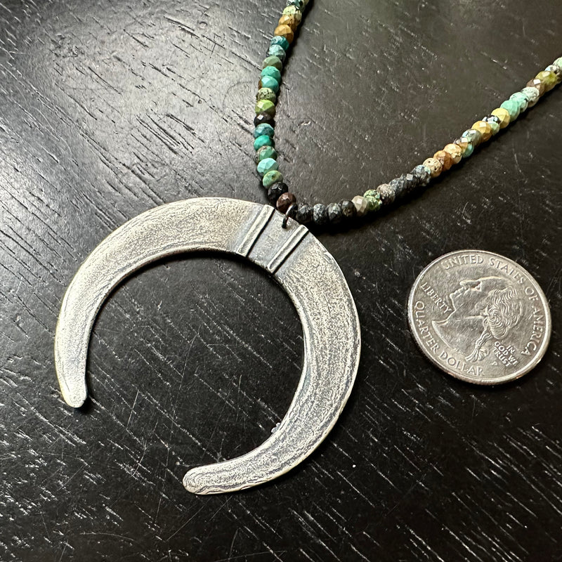 LAST ONE! Moon Tusk Pendant - Sterling Silver on Dragon Skin Turquoise
