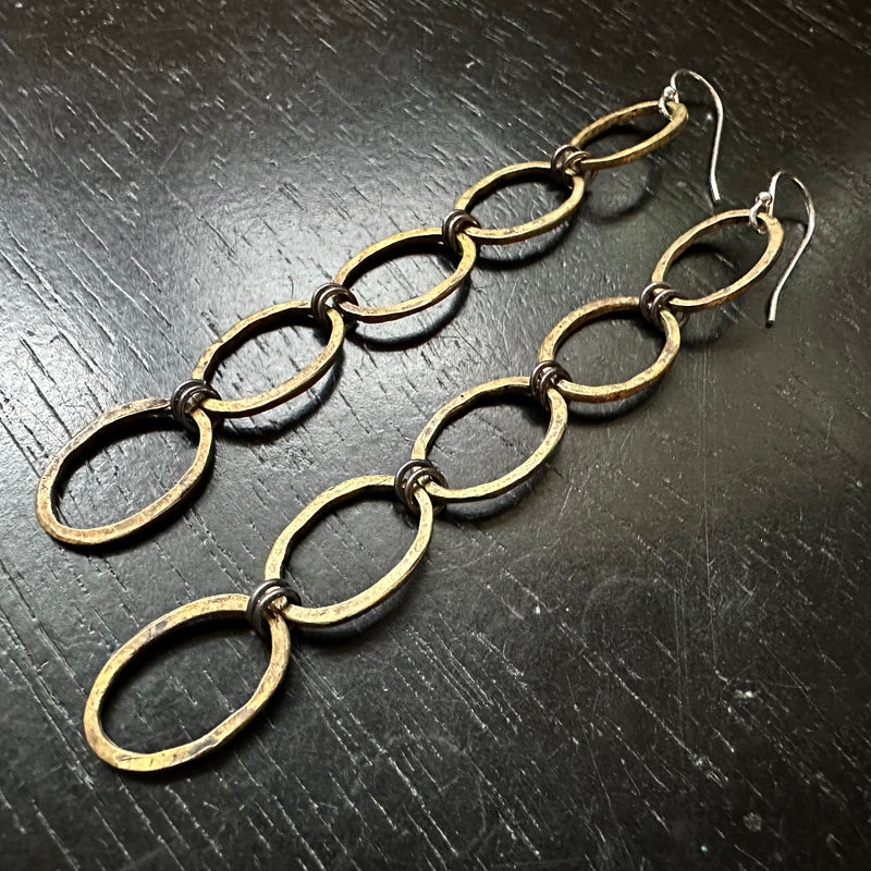Chain Link Earrings in BRASS: Your choice of 3, 4 or 5 Links