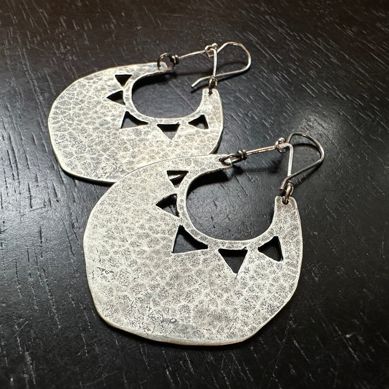 Sun Shield Earrings - Silver