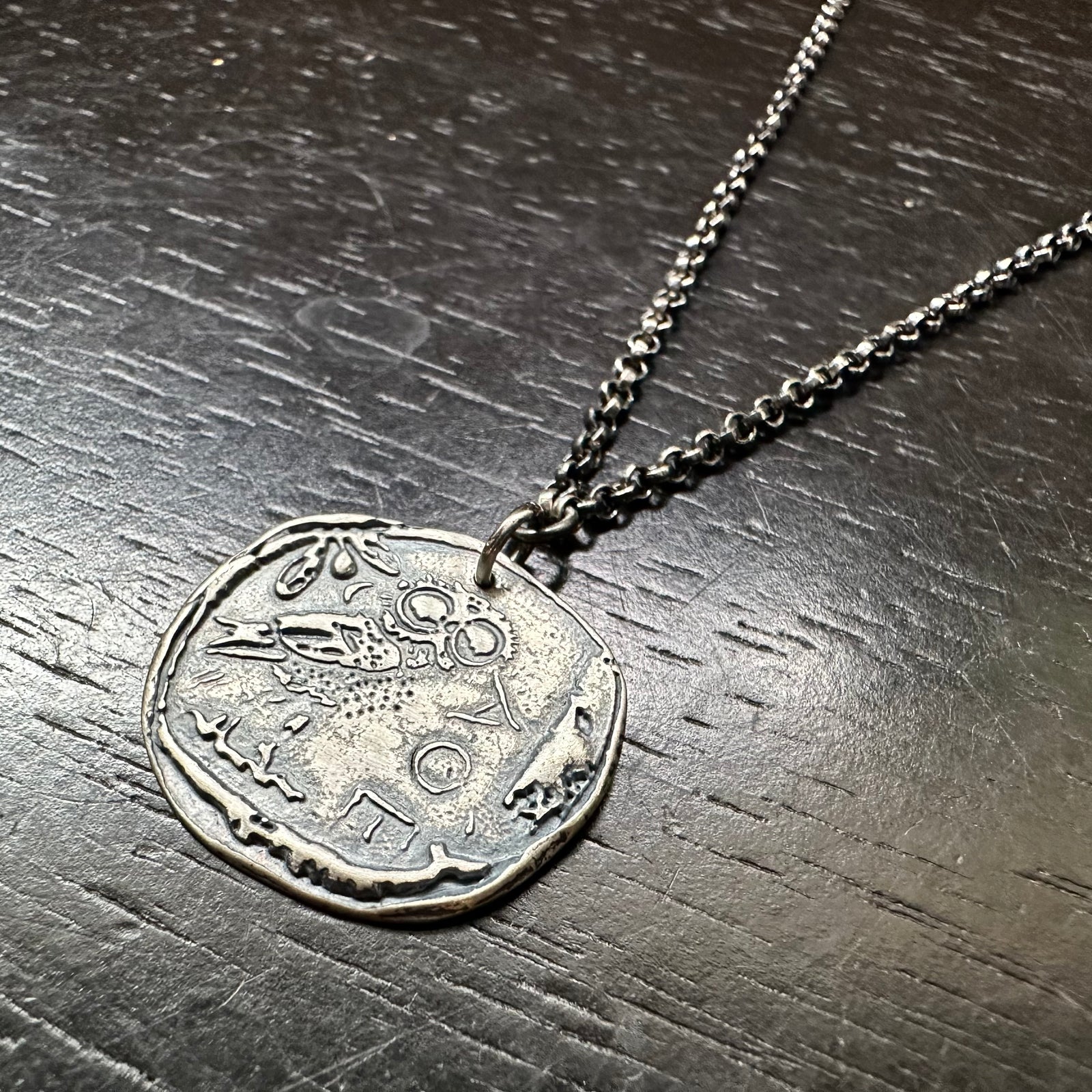 Silver Athena's Owl Coin Pendant Necklace – jenkahnjewelry