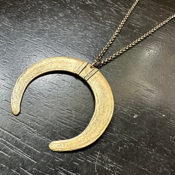 Moon Tusk Pendant - Brass