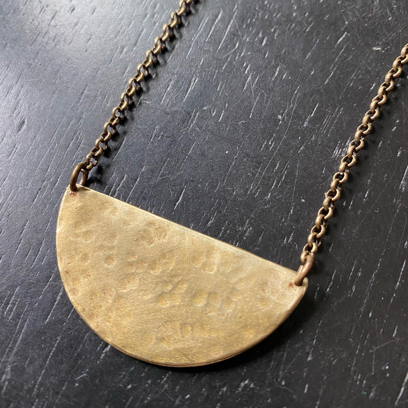 XL Brass Half Moon Facing Upward Necklace