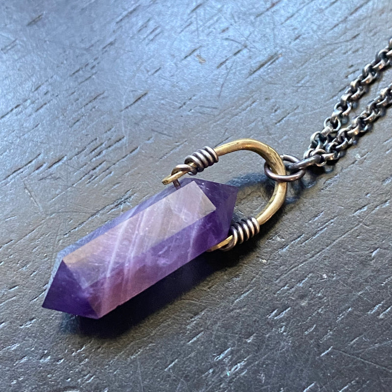 AMETHYST TALISWOMAN: Faceted, Double-point Necklace OOAK #2