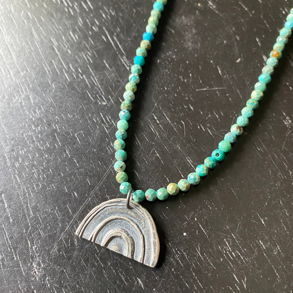 SILVER Rainbow with Turquoise Beads (Loose-bow version)