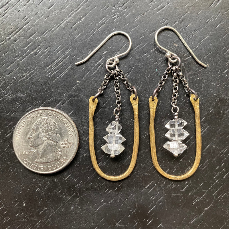 Tiny Hestia Earrings with Herkimer Diamonds