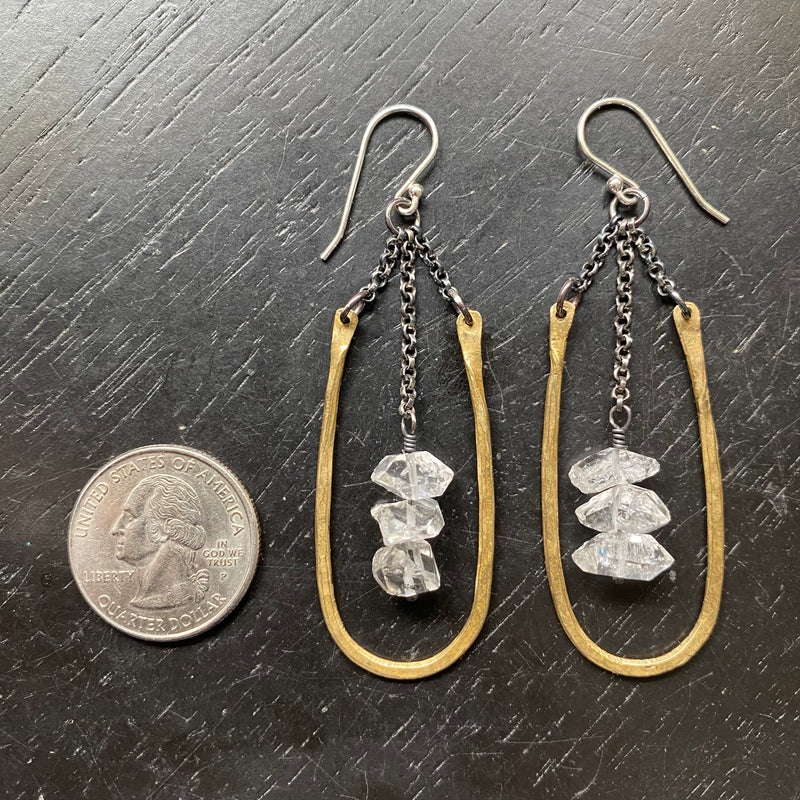 Small Hestia Earrings with Herkimer Diamonds