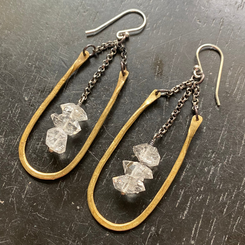 NEW! SMALL HESTIA EARRINGS with HERKIMER DIAMONDS Faceted Crystals!
