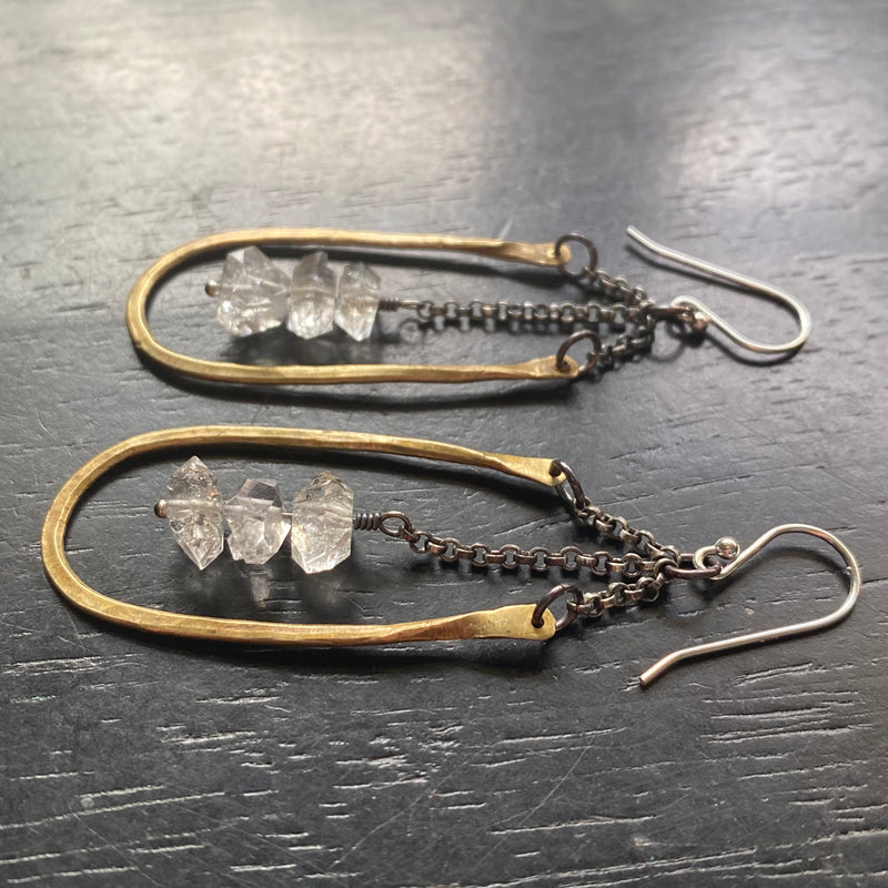 NEW! SMALL HESTIA EARRINGS with HERKIMER DIAMONDS Faceted Crystals!