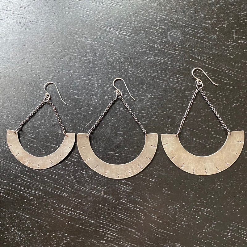 Medium Silver Simple Mezzaluna Earrings with Sterling Silver Chains