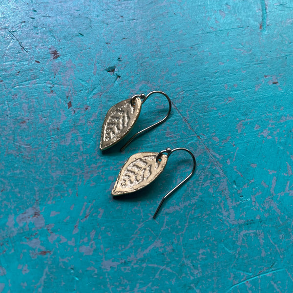 Tiny GOLD Leaf Earrings, 24K GOLD VERMEIL