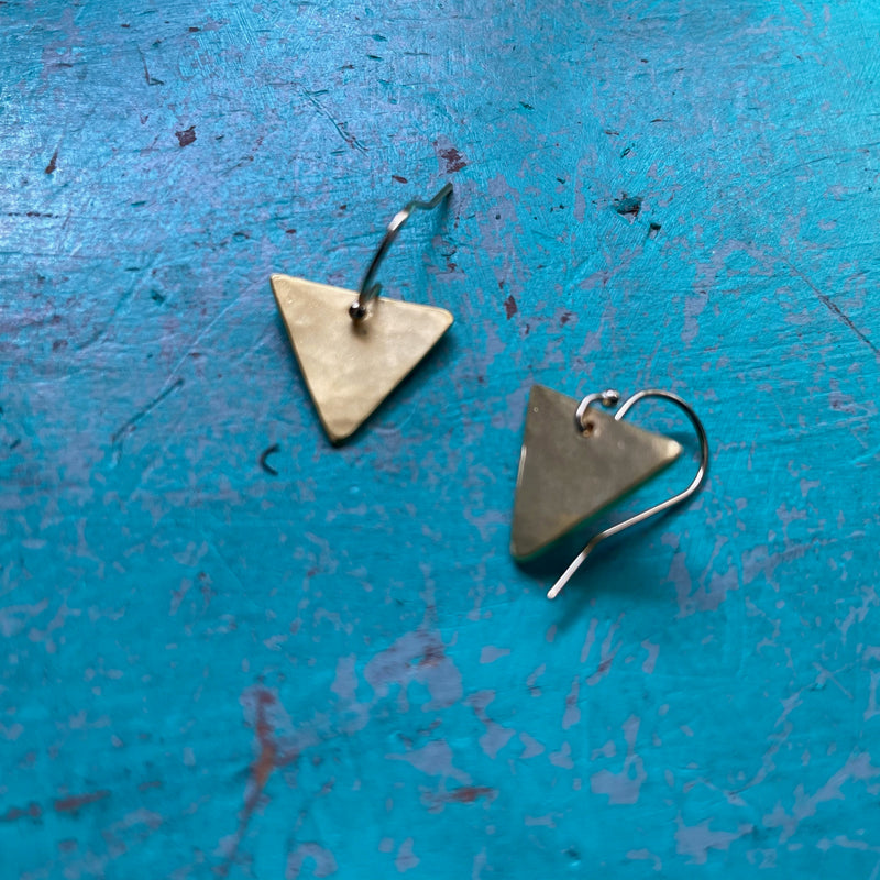 Tiny GOLD TRIANGLE earrings, 24K GOLD VERMEIL