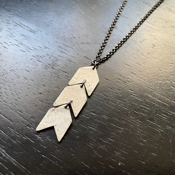 Tiny Silver Triple Chevron Necklace