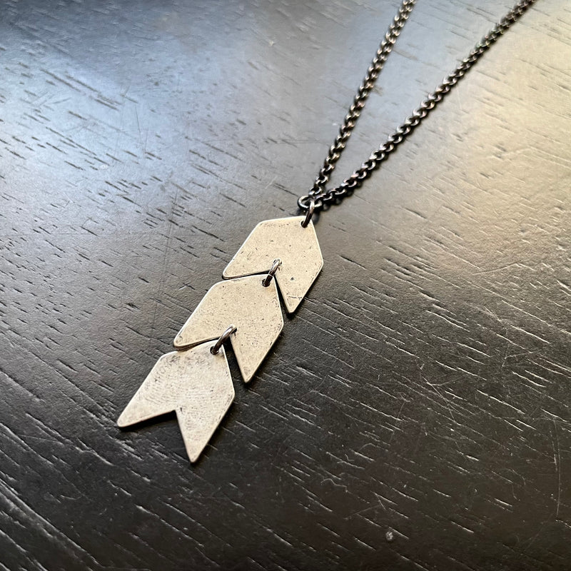 TINY SILVER Triple Chevrons (pointing up) necklace