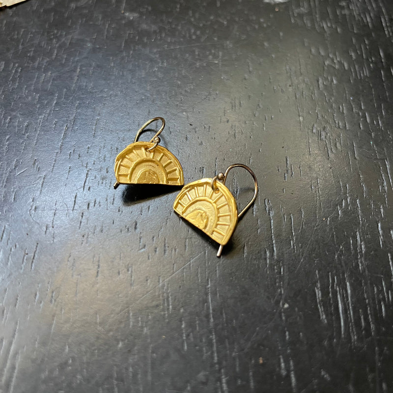 Tiny GOLD Sun-bow Earrings, GOLD VERMEIL