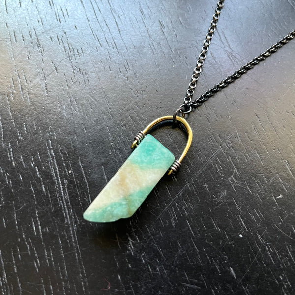 NEW! 24K GOLD VERMEIL / Amazonite Taliswoman Necklace OOAK #1