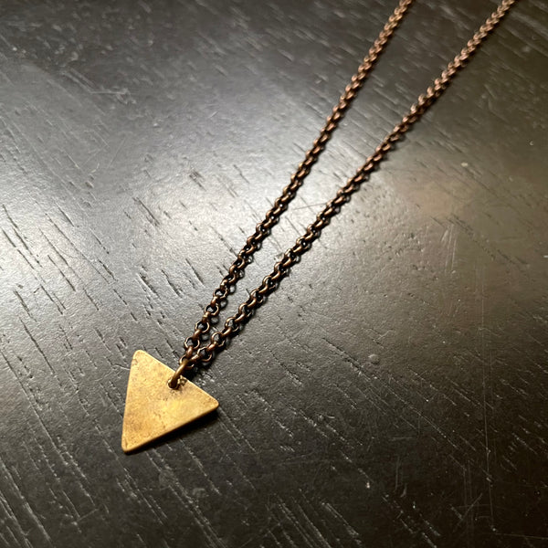 KAHN MAN: Tiny Brass Triangle Necklace