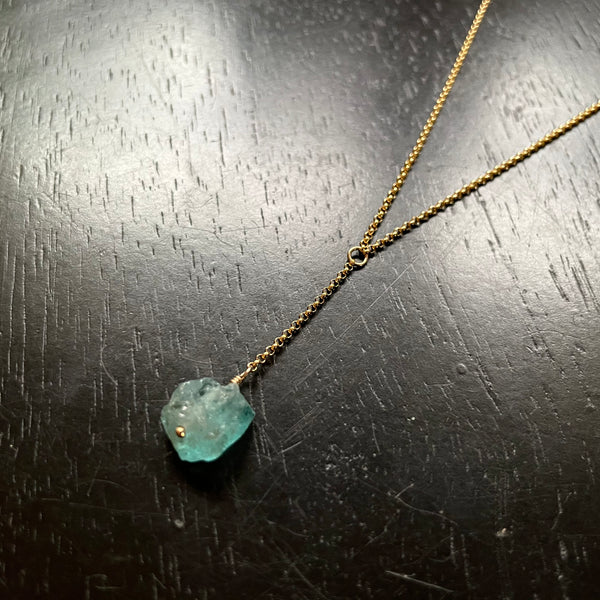 Raw Apatite Gold Necklace