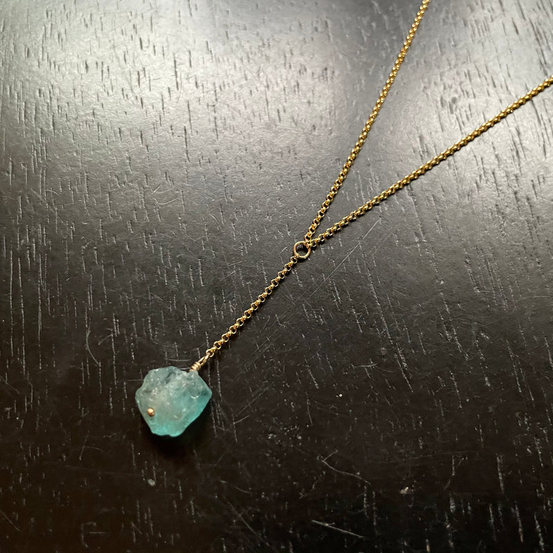 Raw Apatite Gold Necklace