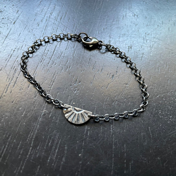 PRIVATE LISTING FOR KATHRYN: BRACELET: TINY Silver Sunburst with Heavy Sterling Silver Chain