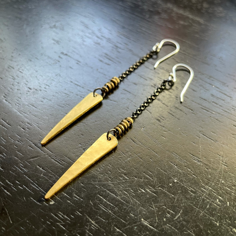Long Gold Spear Earrings