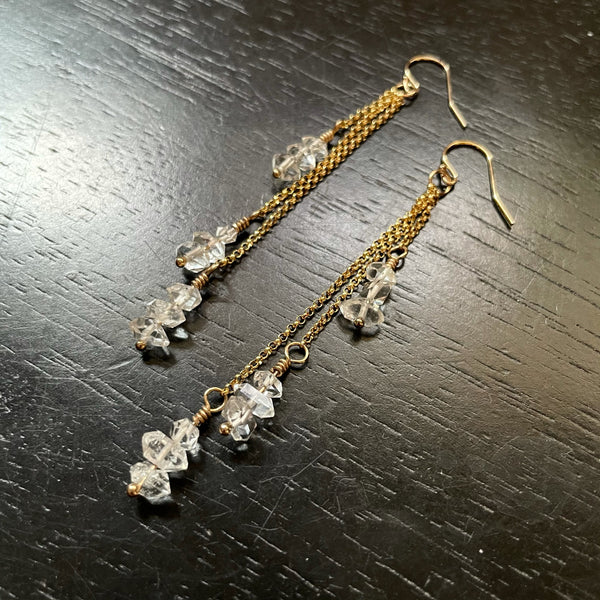 Herkimer Diamond Clusters Dew Drop Earrings