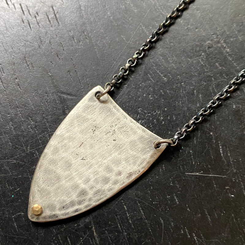 KAHN MAN: Riveted Wide Hammered Sterling Silver Spear on Silver Chain