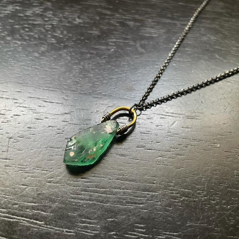 ANCIENT ROMAN GLASS Taliswoman Necklace, OOAK 24K GOLD VERMEIL