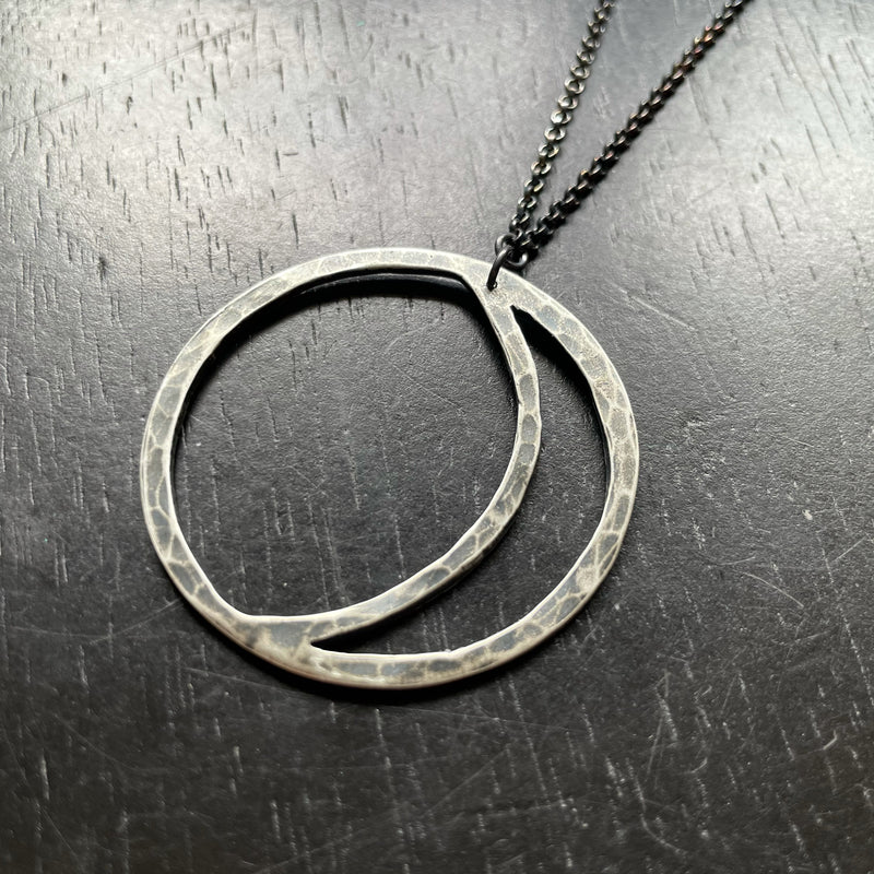 XL STERLING SILVER "OPEN" MOON PENDANT NECKLACE