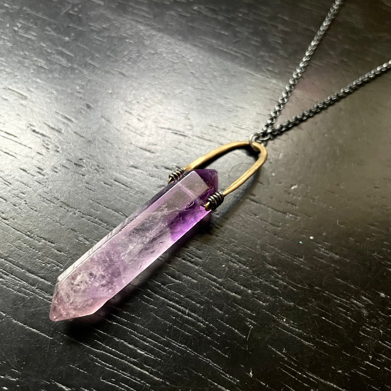 Double Point Faceted AMETHYST TALISWOMAN Necklace OOAK #2
