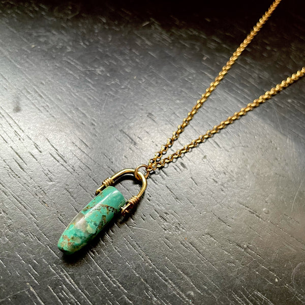 Turquoise Taliswoman Necklace with Gold Bail/ Gold Chain