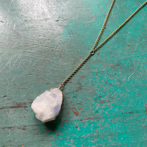Raw Moonstone Gold Necklace OOAK