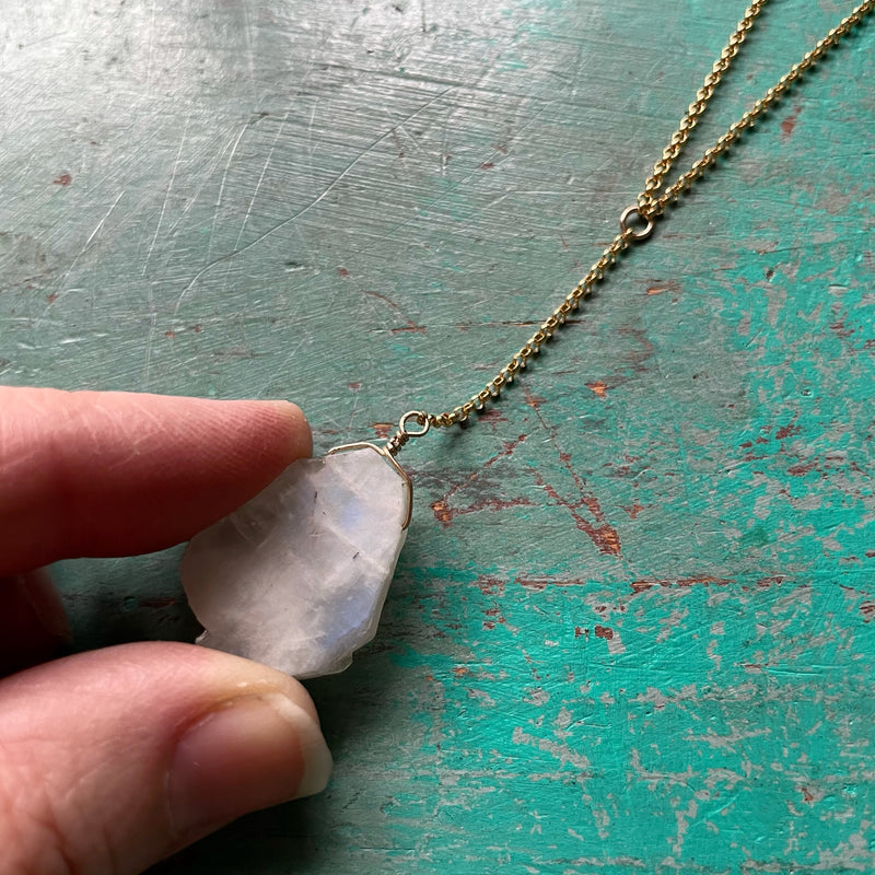 Raw Moonstone Gold Necklace OOAK