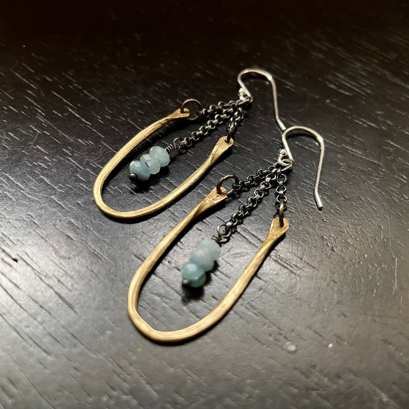 Tiny Hestia Earrings with Aquamarine