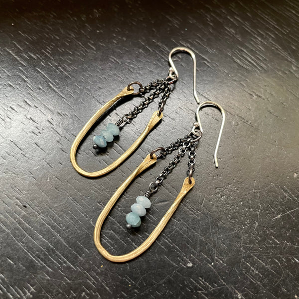 Tiny Hestia Earrings with Aquamarine