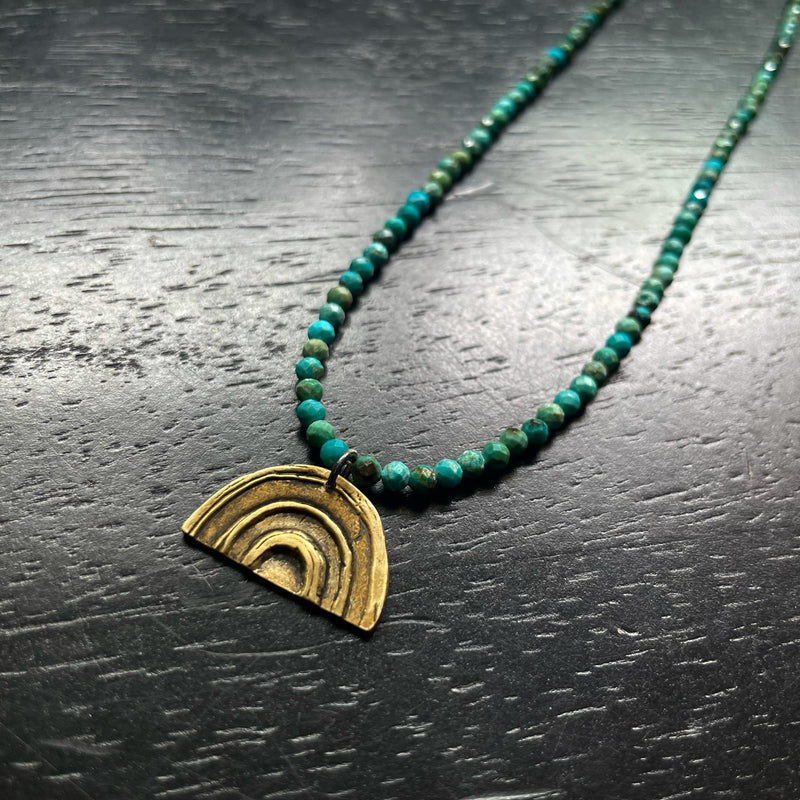 BRASS Rainbow (Loose-bow version) with Turquoise Beads