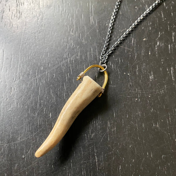 NEW! DEER ANTLER TIP Taliswoman (Shed and Found) Small GOLD Bail, Sterling Necklace