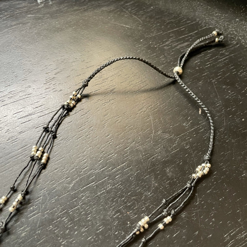 LIMITED EDITION! XL STERLING SILVER FULL MOON ON KNOTTED BLACK CORD/SILVER BEADS NECKLACE!