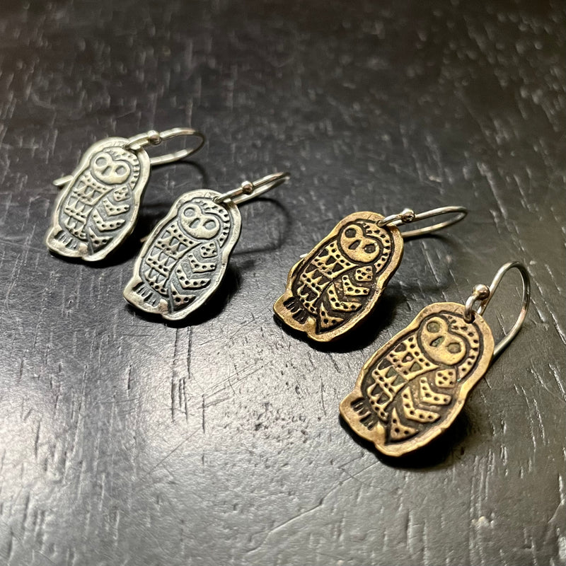 Tiny Owl Earrings - 2 Metal Options