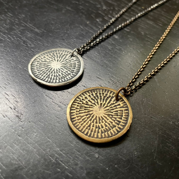 Carved Medallion Necklace: 2 Metal Options