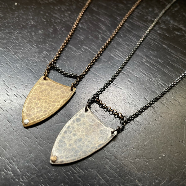 Hammered Spear Necklace: 2 Metal Options