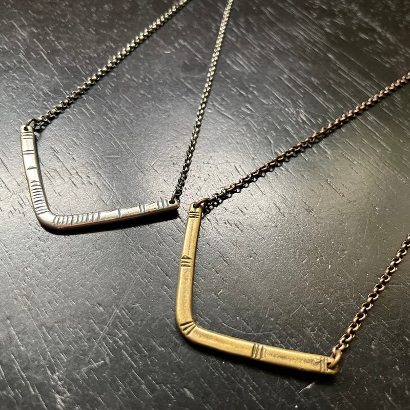 Carved V Necklace - 2 Metal Options