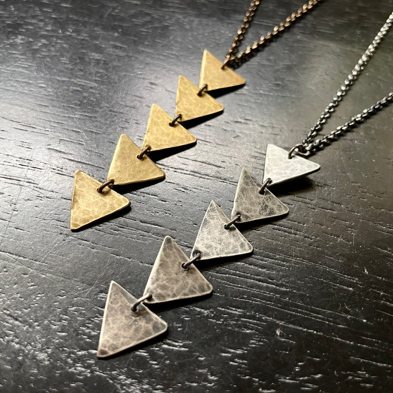 5 Triangle Necklace - Brass or Sterling