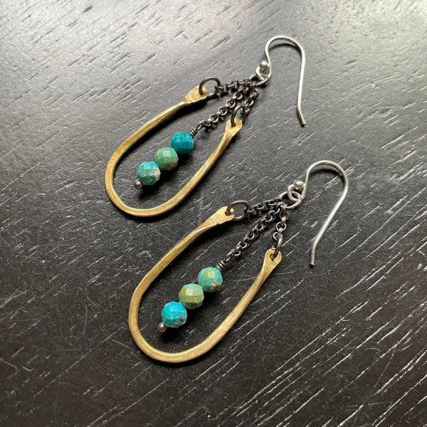 TINY Hestia Earrings with SMALL TURQUOISE beads