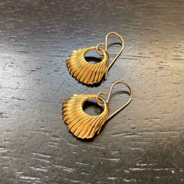 Orijen's Tiny Gold Seashell Earrings, 24K GOLD VERMEIL
