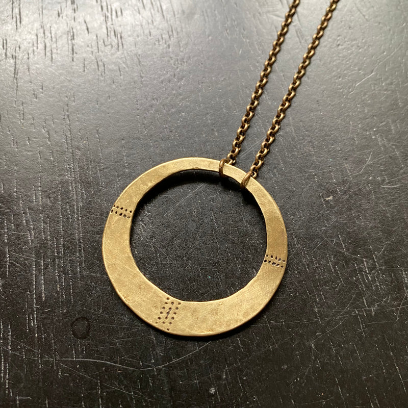 Brass Divine Circle Medallion on Brass Necklace