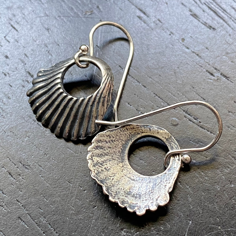 ORIJEN'S: TEXTURED Seashell Medallion Earrings - 2 Metal Options
