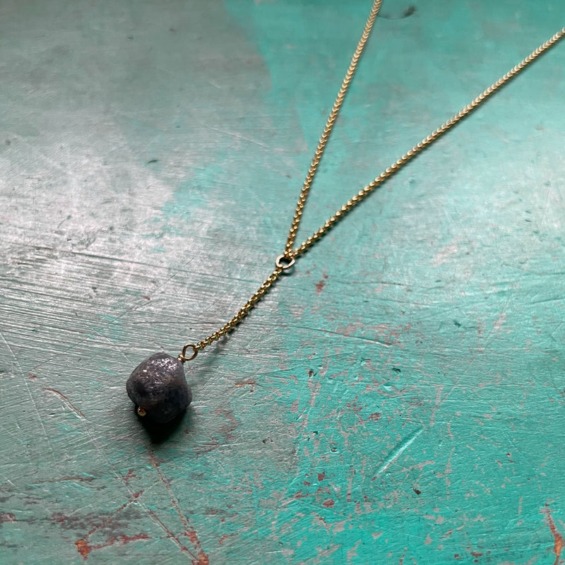 Raw Sapphire Gold Necklace