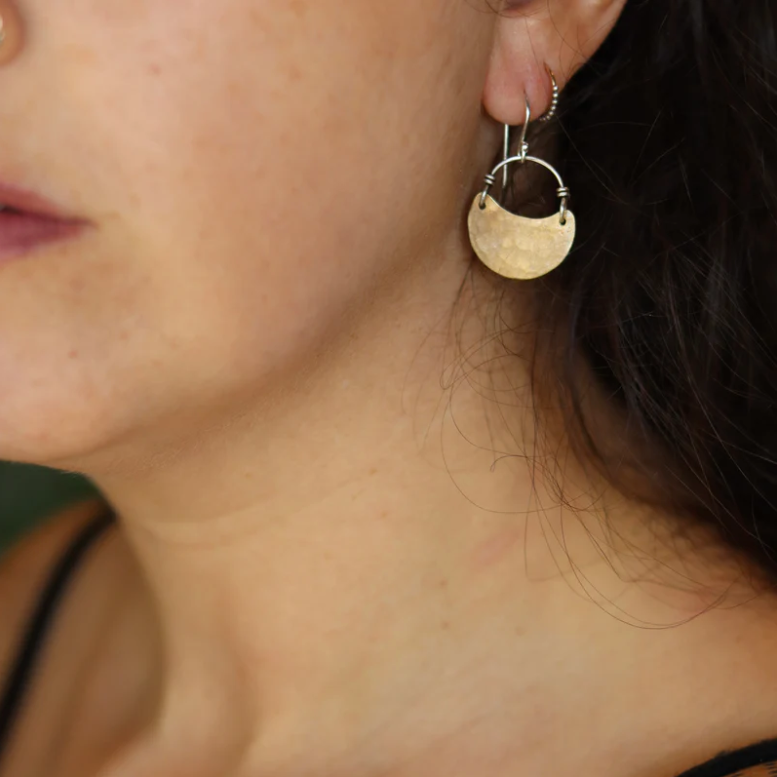 Brass Crescent Earrings - 4 Sizes